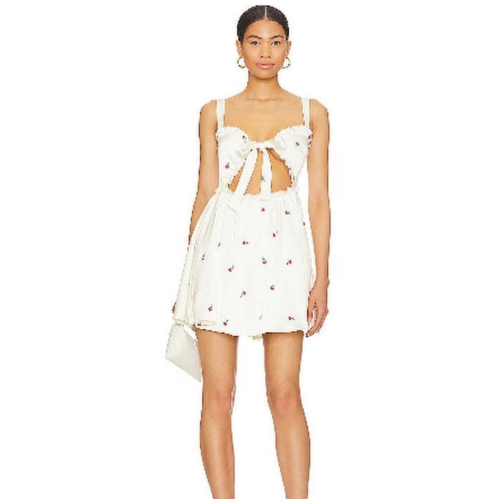 MAJORELLE White and Red Floral Mini Dress